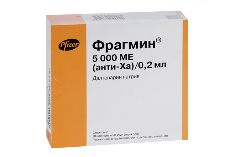 

Фрагмин 5000 МЕ (анти-Ха)/0.2 мл, 10 шт, раствор для инъекций