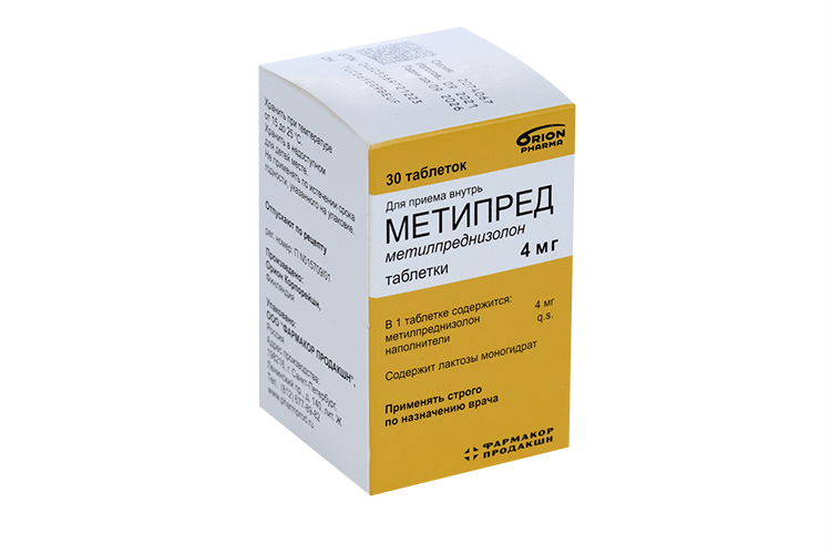 

Метипред 4 мг, 30 шт, таблетки Орион Корпорейшн