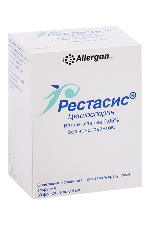 

Рестасис 0.05%, 0,4 мл, 30 шт, капли глазные