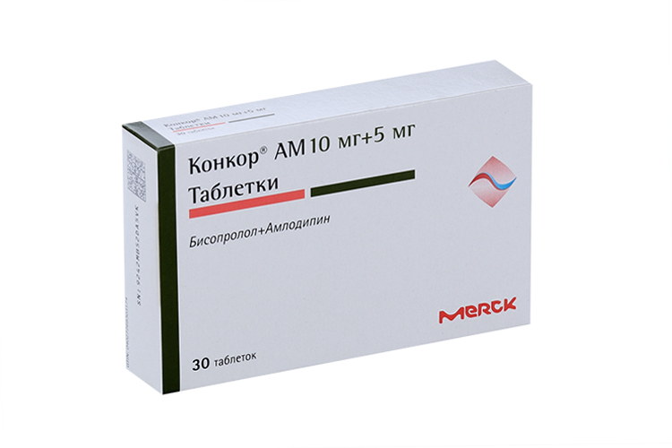 

Конкор АМ 10 мг+5 мг, 30 шт, таблетки