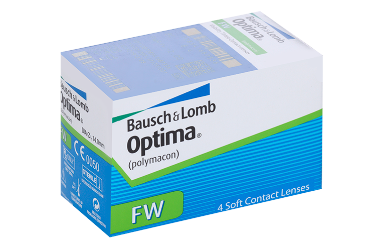 Линзы Bausch+Lomb Optima FW контактные R 8.4 (диоптрия -2,0), 4 шт