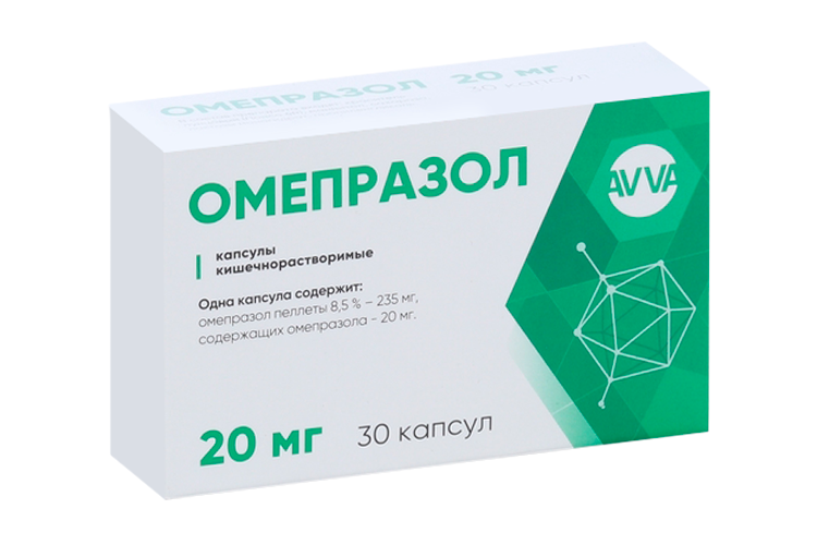 

Омепразол 20 мг, 30 шт, капсулы Авва Рус