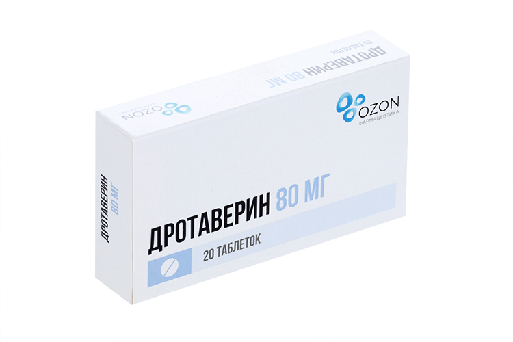 Дротаверин 80 мг, 20 шт, таблетки дротаверин озон таблетки 80 мг 20 шт