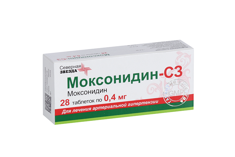 Моксонидин-СЗ 0.4 мг, 28 шт, таблетки покрытые пленочной оболочкой