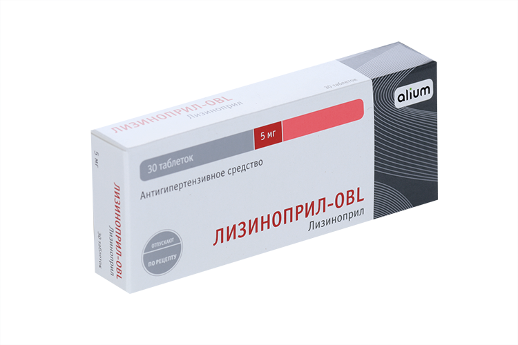 

Лизиноприл-OBL 5 мг, 30 шт, таблетки
