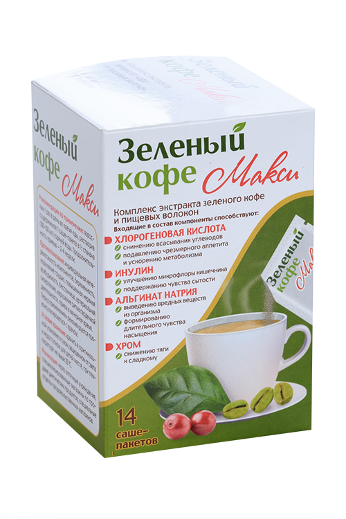 

Зеленый кофе, 5 г, 14 шт, порошок