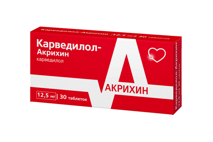 

Карведилол-Акрихин 12.5 мг, 30 шт, таблетки