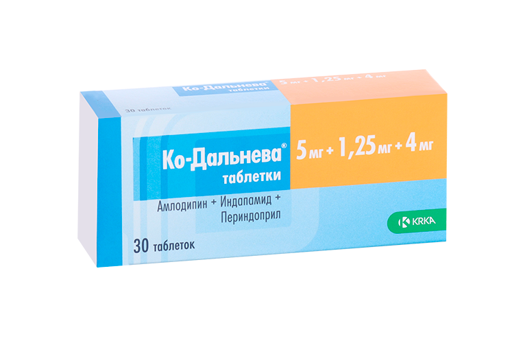 

Ко-Дальнева 5 мг+1.25 мг+4 мг, 30 шт, таблетки