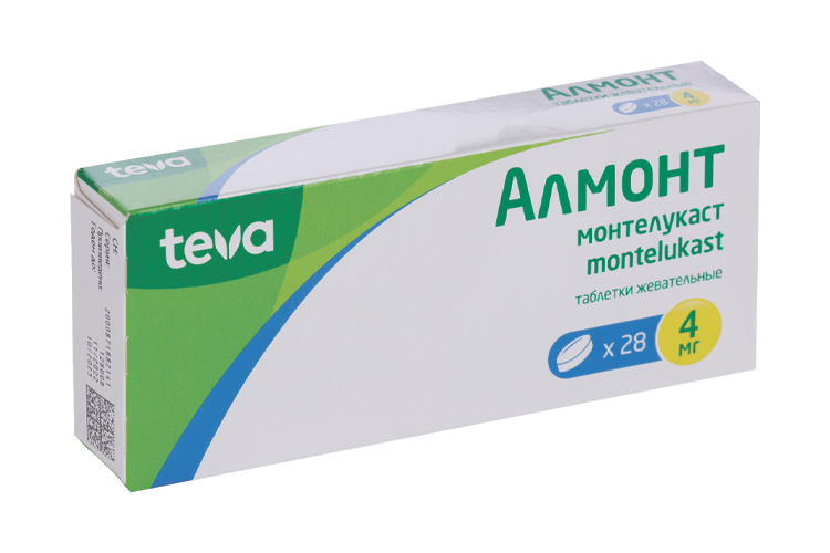 

Алмонт 4 мг, 28 шт, таблетки жевательные
