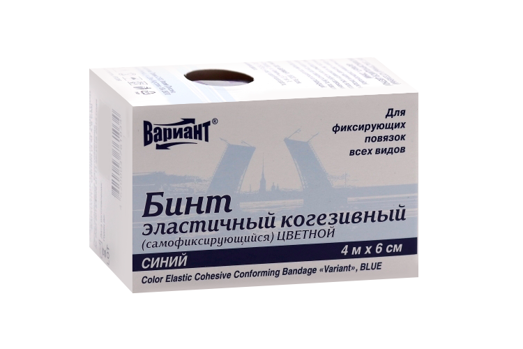 

Бинт Вариант эластич когезив (самофиксир) цвет синий 4м х 6см