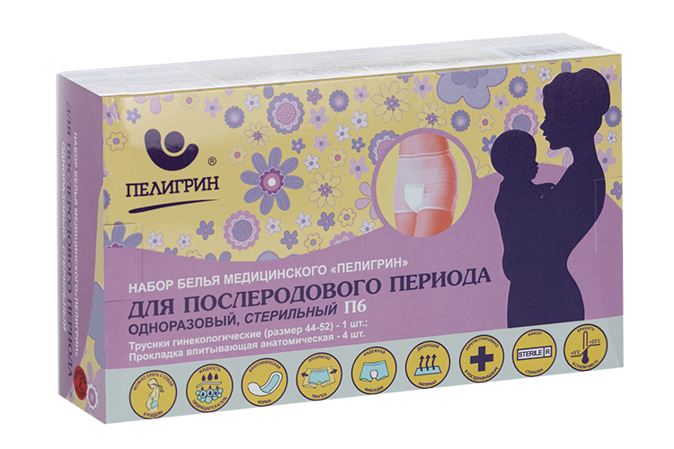 

Комплект Пелигрин д/послерод периода (прокладки 4шт+трусики), (П6)