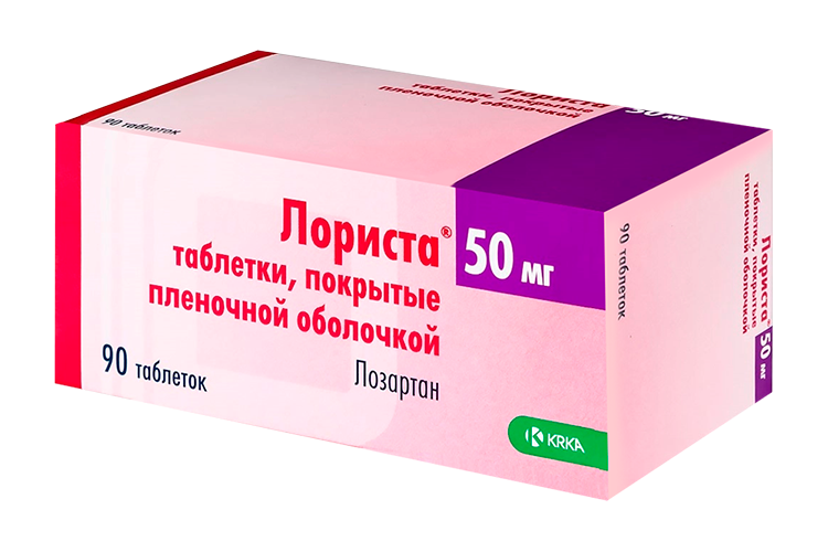 

Лориста 50 мг, 90 шт, таблетки покрытые пленочной оболочкой