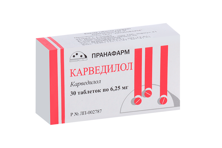 

Карведилол 6.25 мг, 30 шт, таблетки