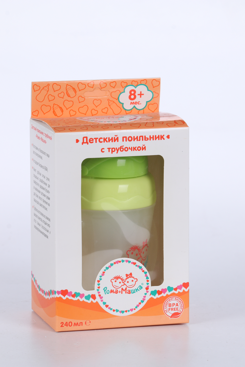 

Поильник Рома+Машка с ручками/трубочкой 240 мл зеленый