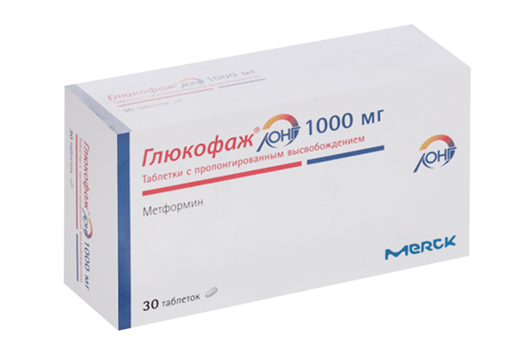 Глюкофаж Лонг 1000 мг, 30 шт, таблетки пролонгированного действия