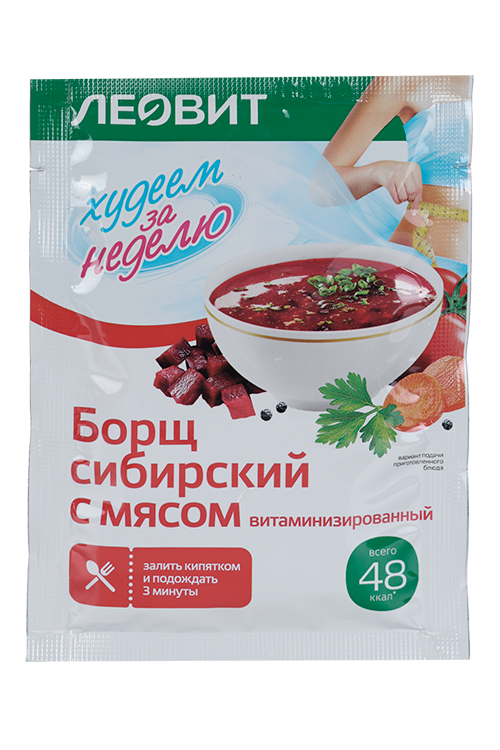 Борщ Леовит Худеем за неделю сибирский с мясом витаминизированный, 16 г