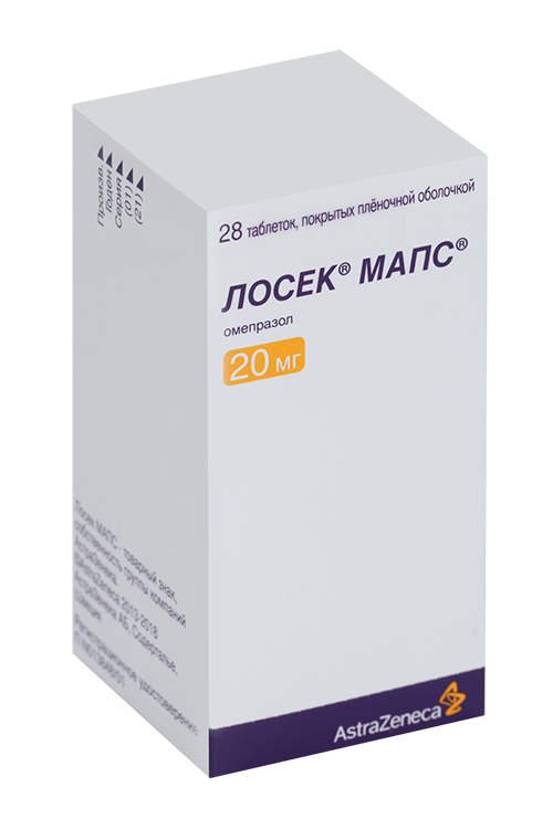 

Лосек МАПС 20 мг, 28 шт, таблетки покрытые пленочной оболочкой