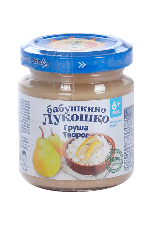 

Пюре Бабушкино лукошко из груш с творогом, 100 г