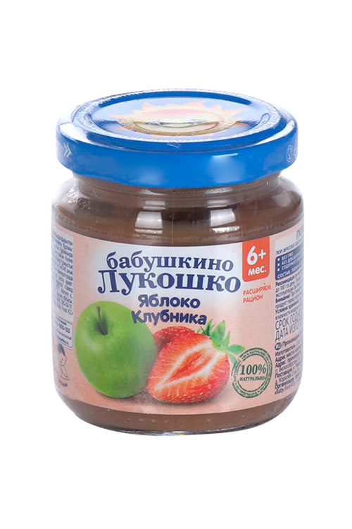 

Пюре Бабушкино лукошко Яблоко с клубникой, 100 г