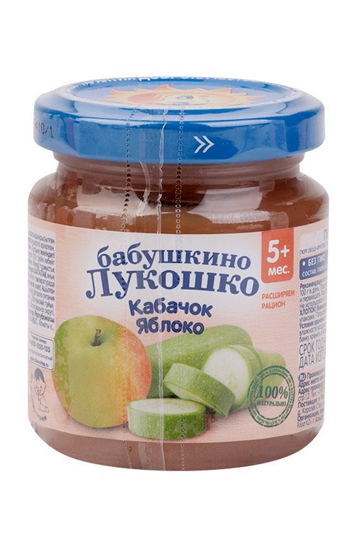 Пюре Бабушкино лукошко Кабачок/яблоко (с 5 мес), 100 г