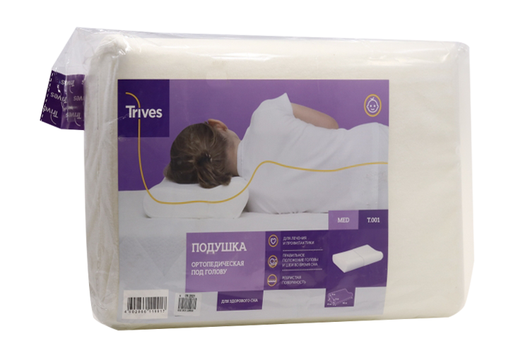 Подушка Тривес ортопед под голову д/детей от 3 лет Т.001 25х40 см