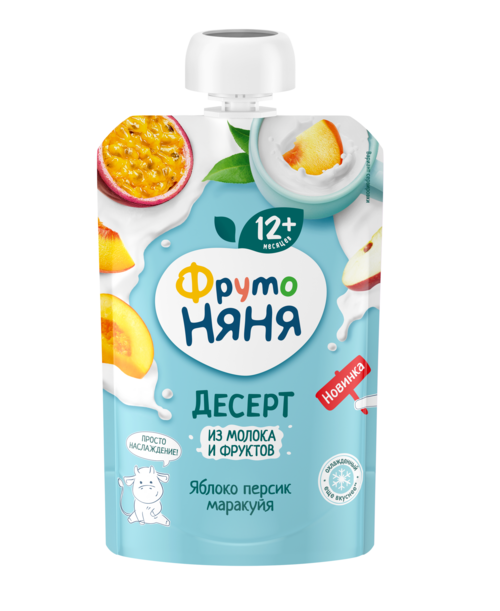 Десерт Фрутоняня яблоко/персик/маракуйя/молоко обогащ вит С, 90 г