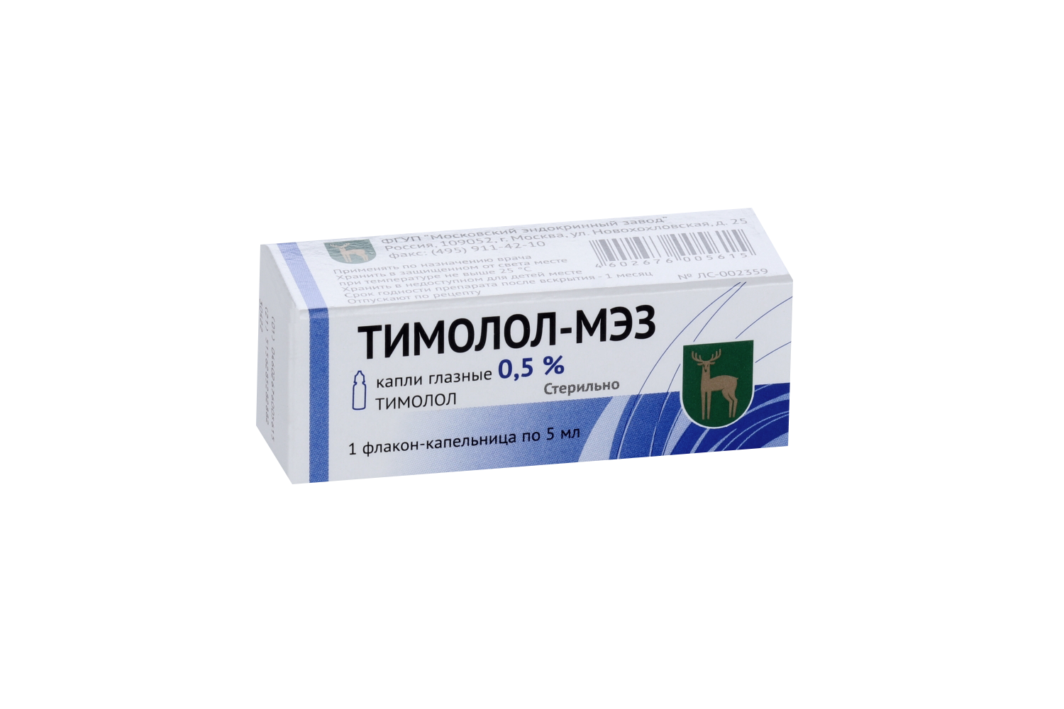 

Тимолол-МЭЗ 0.5%, 5 мл, капли глазные