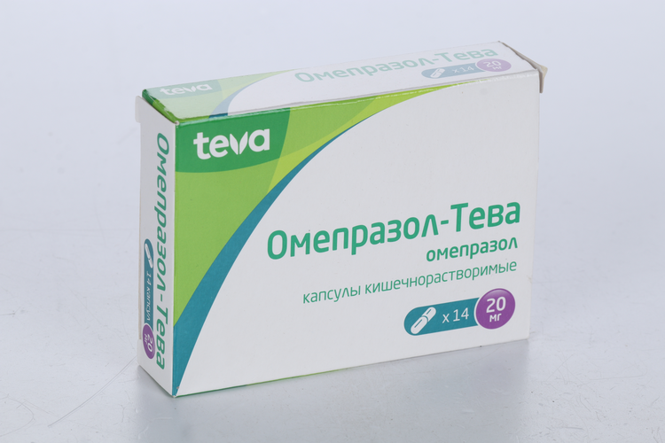 Омепразол-Тева 20 мг, 14 шт, капсулы омепразол тева 40 мг 28 шт капсулы кишечнорастворимые