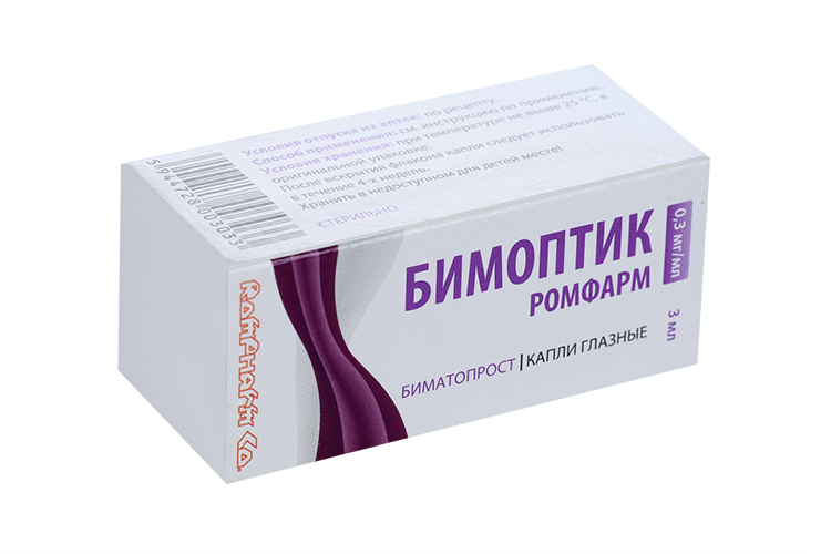 

Бимоптик Ромфарм 0.3 мг/мл, 3 мл, капли глазные