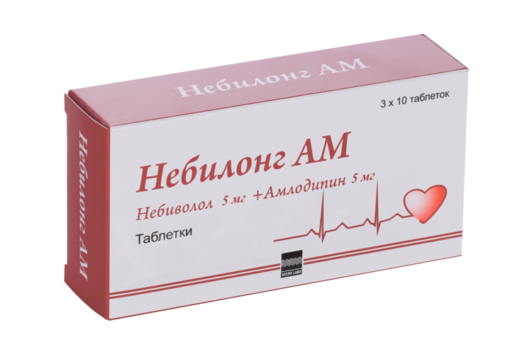 

Небилонг АМ 5 мг+5 мг, 30 шт, таблетки