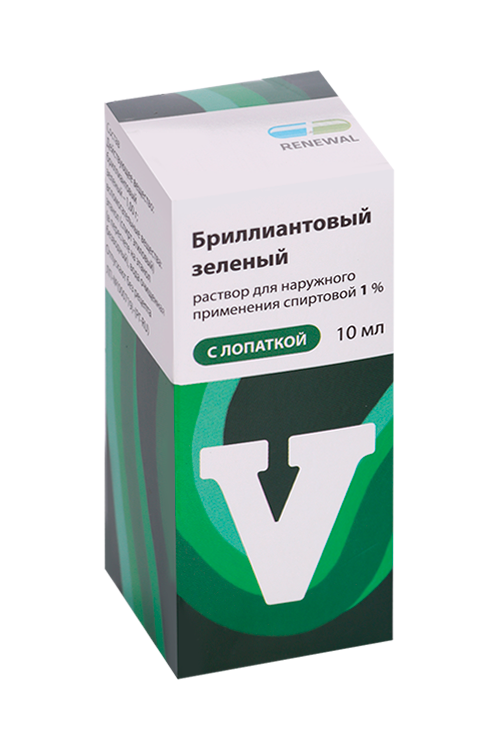 

Бриллиантовый зеленый Реневал 1%, 10 мл, раствор для наружного применения спиртовой