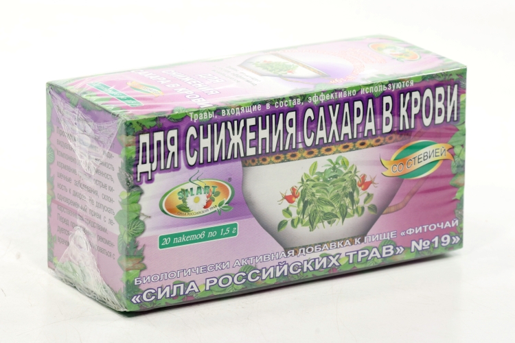 Фиточай Сила российских трав №19 д/снижения сахара в крови, 1,5 г, 20 шт, ф/п