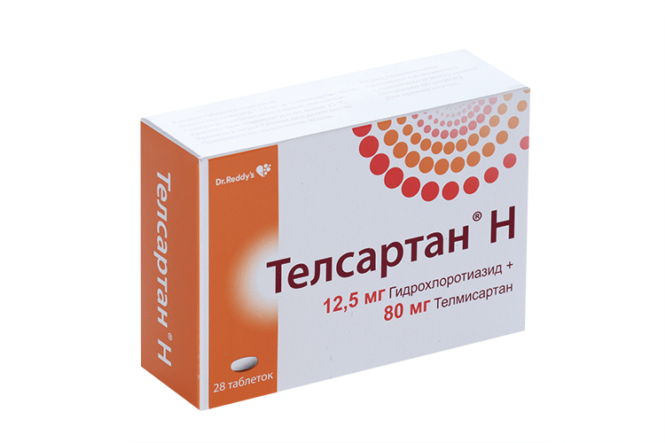

Телсартан Н 12.5 мг+80 мг, 28 шт, таблетки