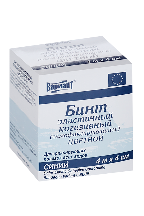 

Бинт Вариант эластич когезив (самофиксир) цвет синий 4м х 4см, арт 14190