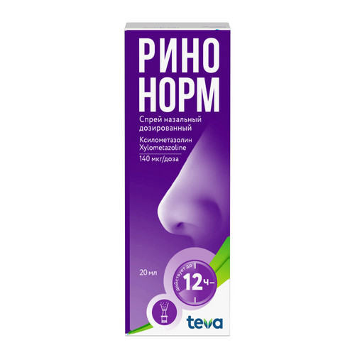 

Ринонорм 0.1%, 20 мл, спрей назальный дозированный