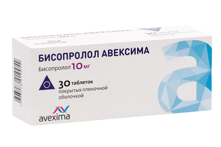 

Бисопролол Авексима 10 мг, 30 шт, таблетки покрытые пленочной оболочкой