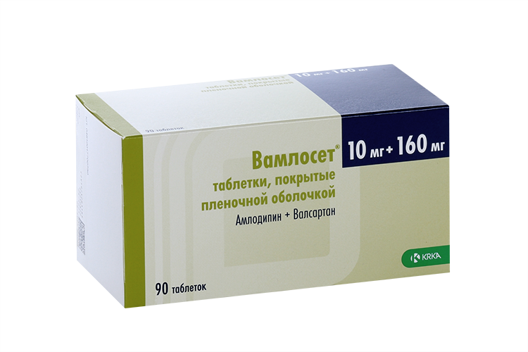 

Вамлосет 10 мг+160 мг, 90 шт, таблетки покрытые пленочной оболочкой
