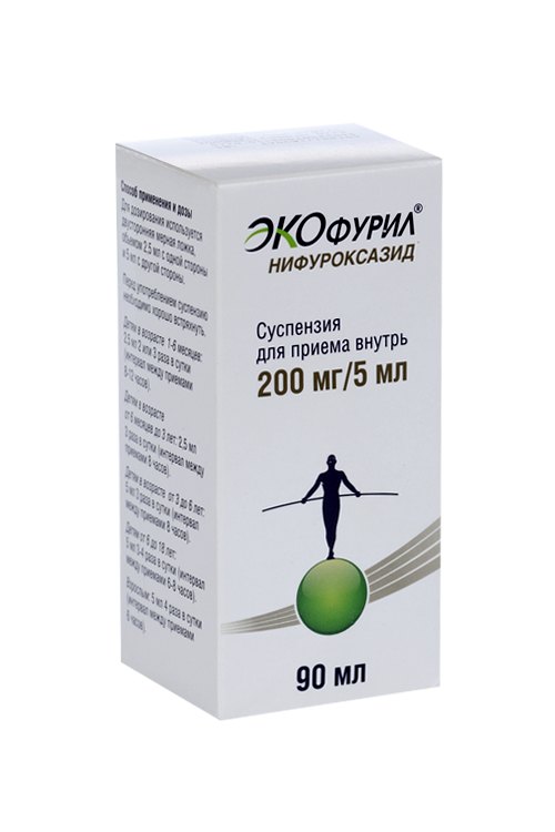 

Экофурил 200 мг/5 мл, 90 мл, суспензия для приема внутрь