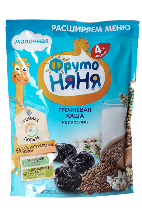 

Каша Фрутоняня гречневая молоко/чернослив/пребиот/вит, 200 г, сухая
