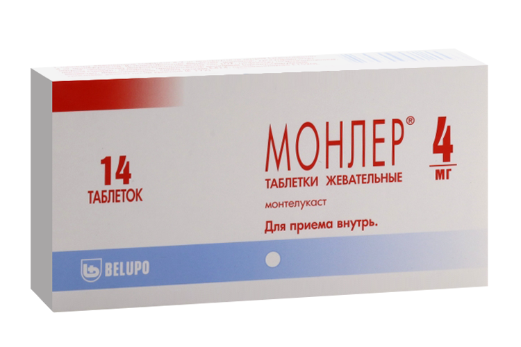 

Монтелукаст Монлер 4 мг, 14 шт, таблетки жевательные