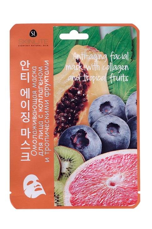 

Маска SKINLITE омолаживающая с колагеном и тропич фруктами д/лица, 19 мл