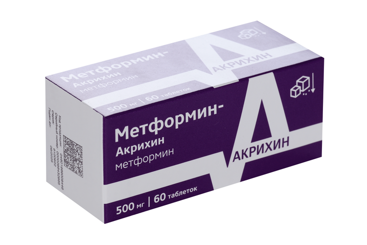 

Метформин-Акрихин 500 мг, 60 шт, таблетки