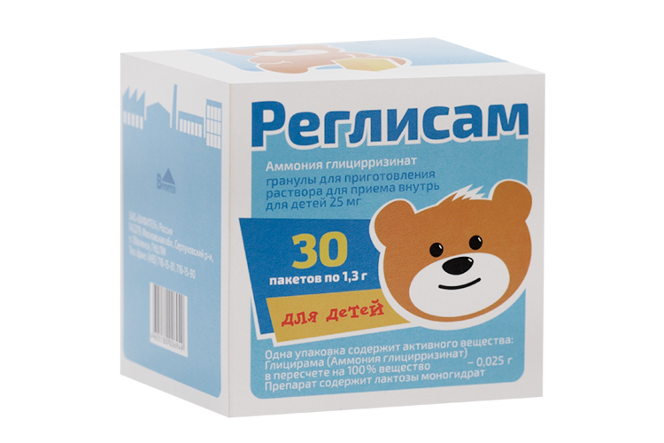 

Реглисам 25 мг, 1,3 г, 30 шт, гранулы для приготовления раствора для приема внутрь для детей