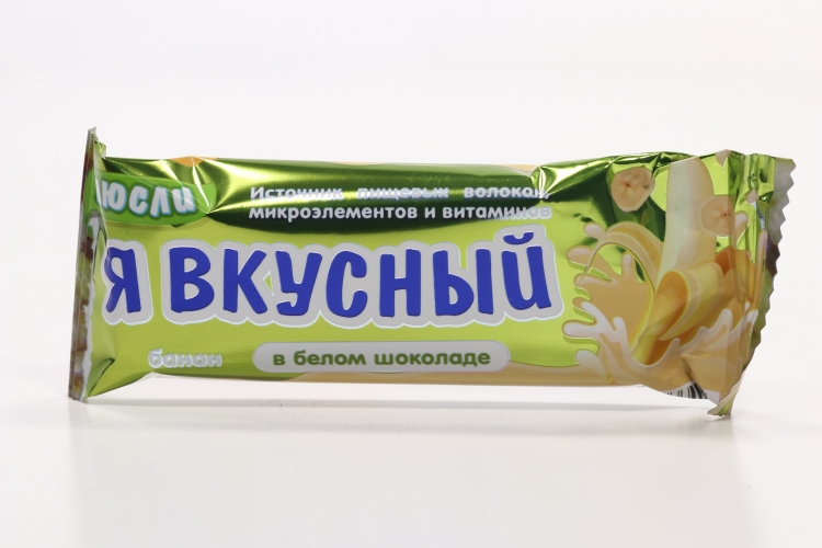 Батончик мюсли Я вкусный банан в белом шоколаде, 25 г, Алсу