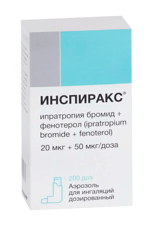 

Инспиракс 20 мкг+50 мкг/доза, 200 доз, аэрозоль для ингаляций дозированный