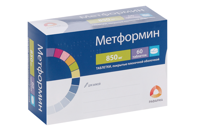 

Метформин 850 мг, 60 шт, таблетки покрытые пленочной оболочкой