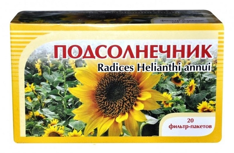 

Подсолнечника корень, 1,5 г, 20 шт, сырье