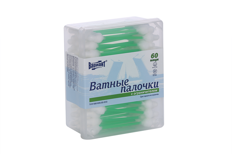 

Ватные палочки Вариант с ограничителем, 60 шт