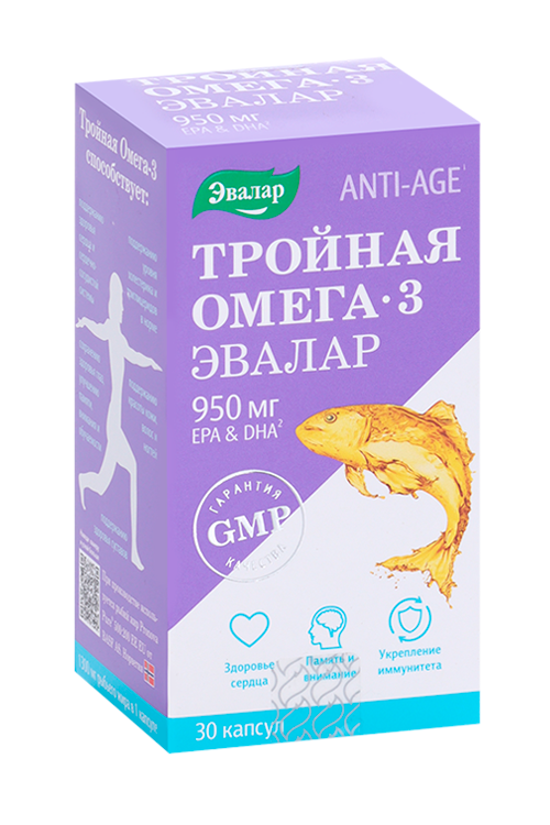 

Тройная Омега-3 ЭПК/ДГК, 30 шт, 950 мг