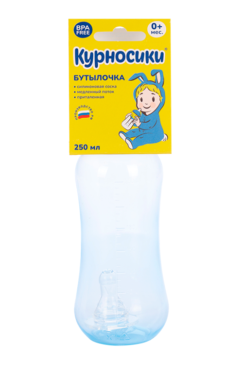 Бутылочка Курносики пластик/силик соска, 250 мл, (11131)